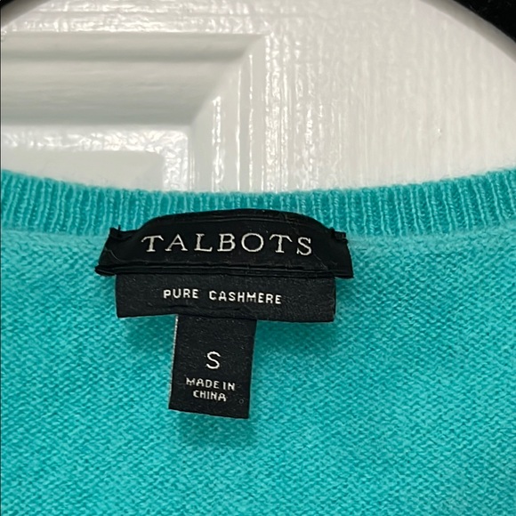 Talbots Teal V-Neck Cashmere Sweater - Picture 2 of 7